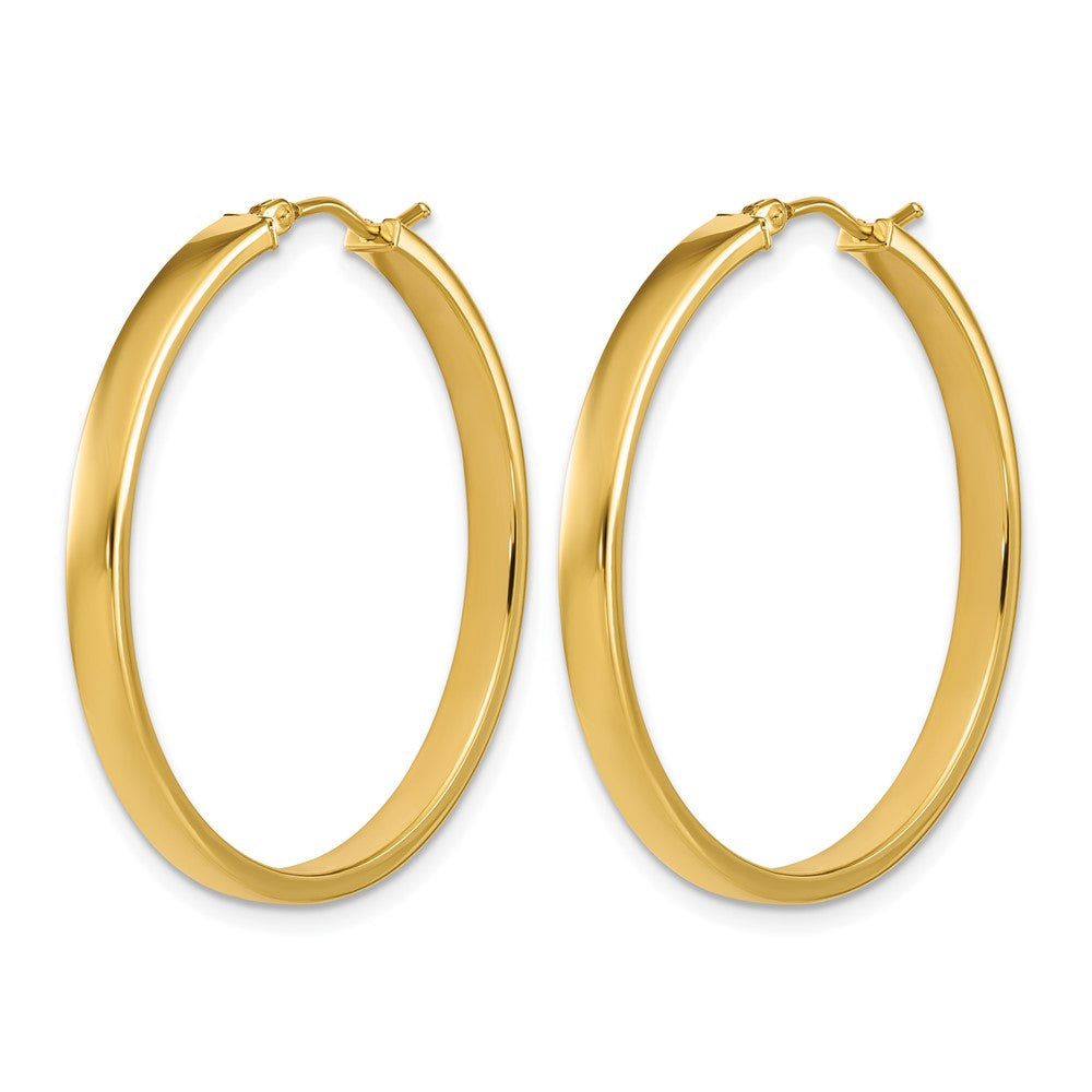 14K Gold Polished Square Tube Round Hoop Earrings