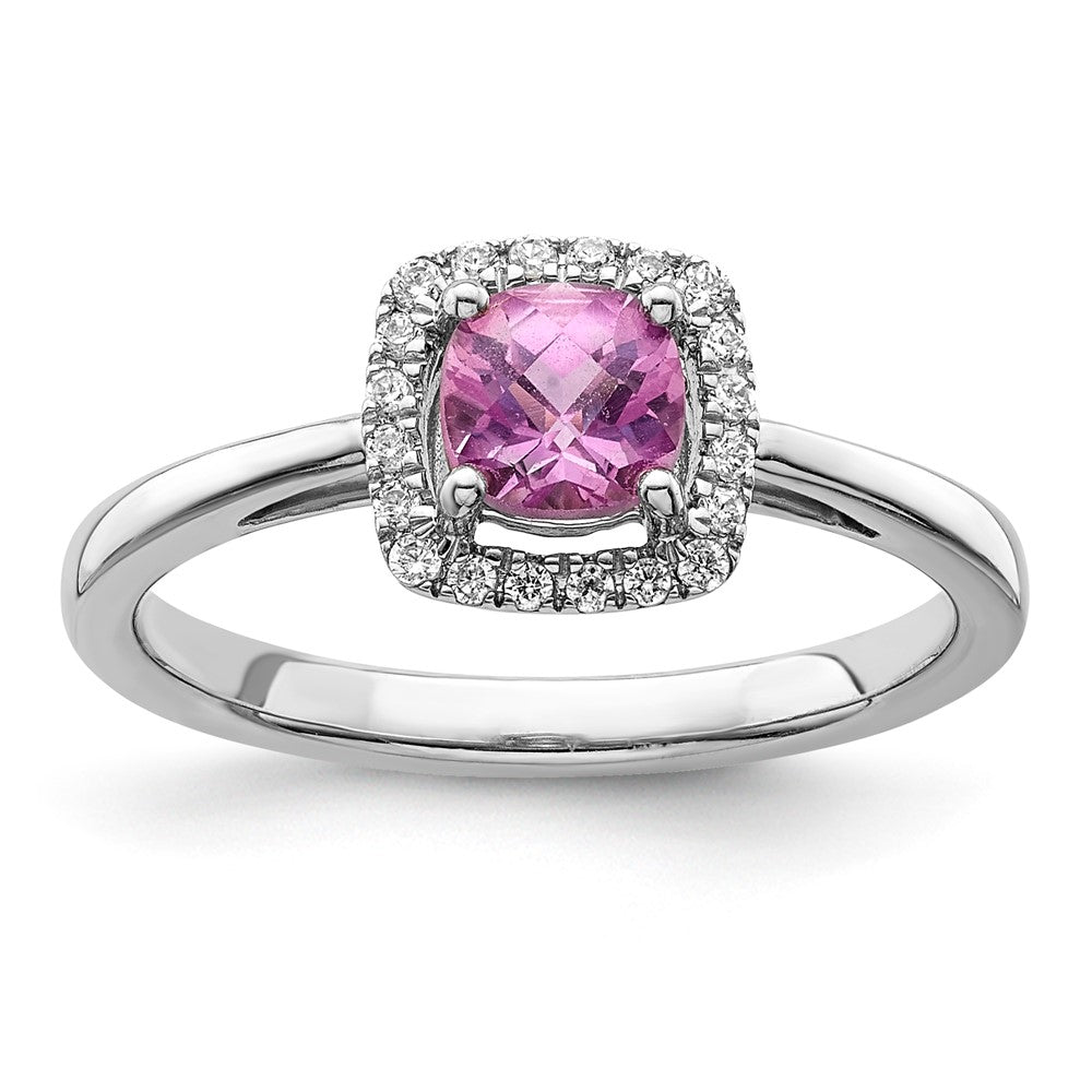 10kw ANT Created Pink Sapphire and Diamond Ring