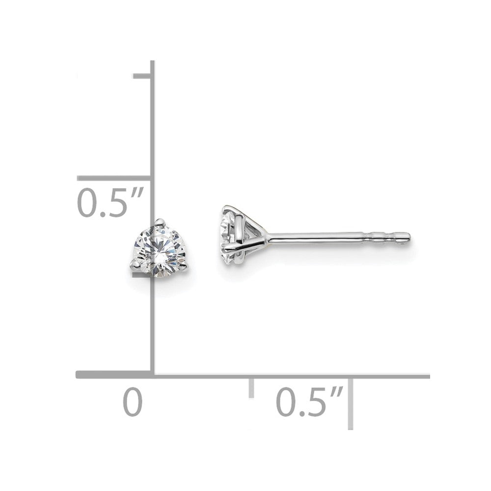 14k White Gold 1/3 ctw Lab Grown Diamond VS/SI+ G+ Round 3 Prong Heavy Wt. Stud Earrings