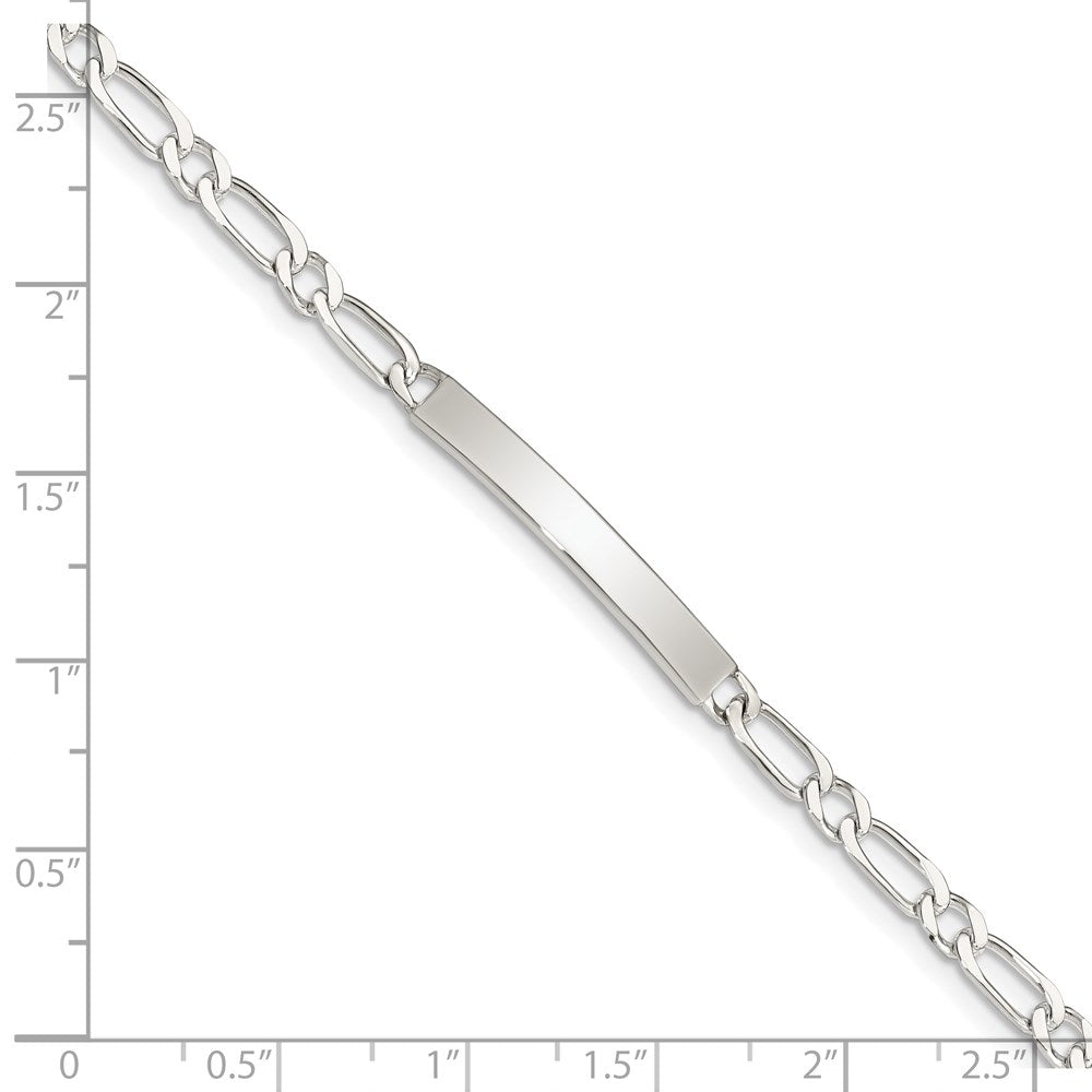Sterling Silver 7inch Polished Engraveable 1 Figaro Link ID Bracelet 7 inches