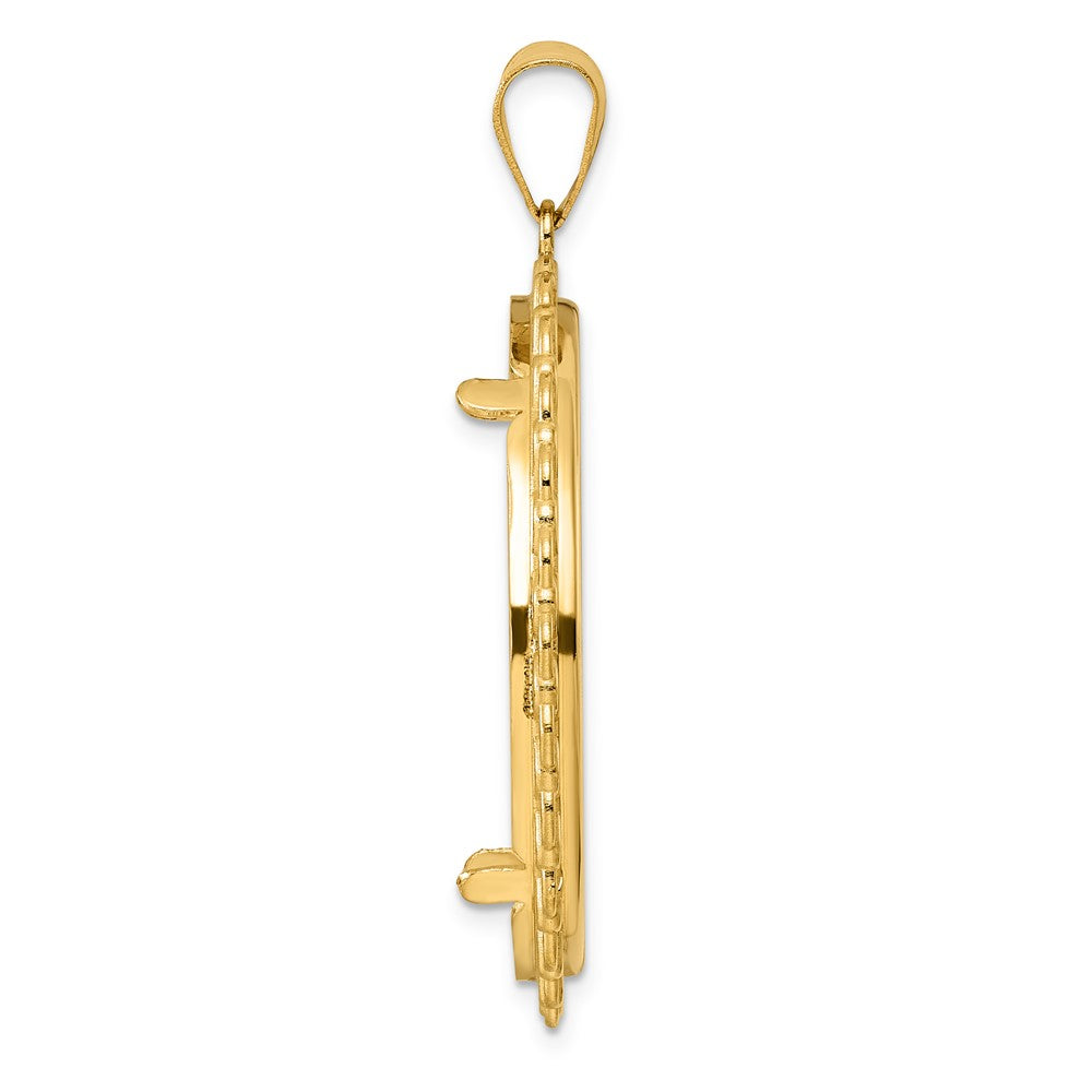 14k Polished Rainbow with 32.7mm Prong Coin Bezel Pendant