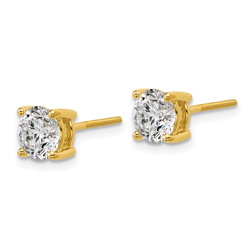 14k Yellow Gold 2 ctw Lab Grown Diamond VS+ F+ Round 4 Prong Heavy Wt. Screwback Stud Earrings