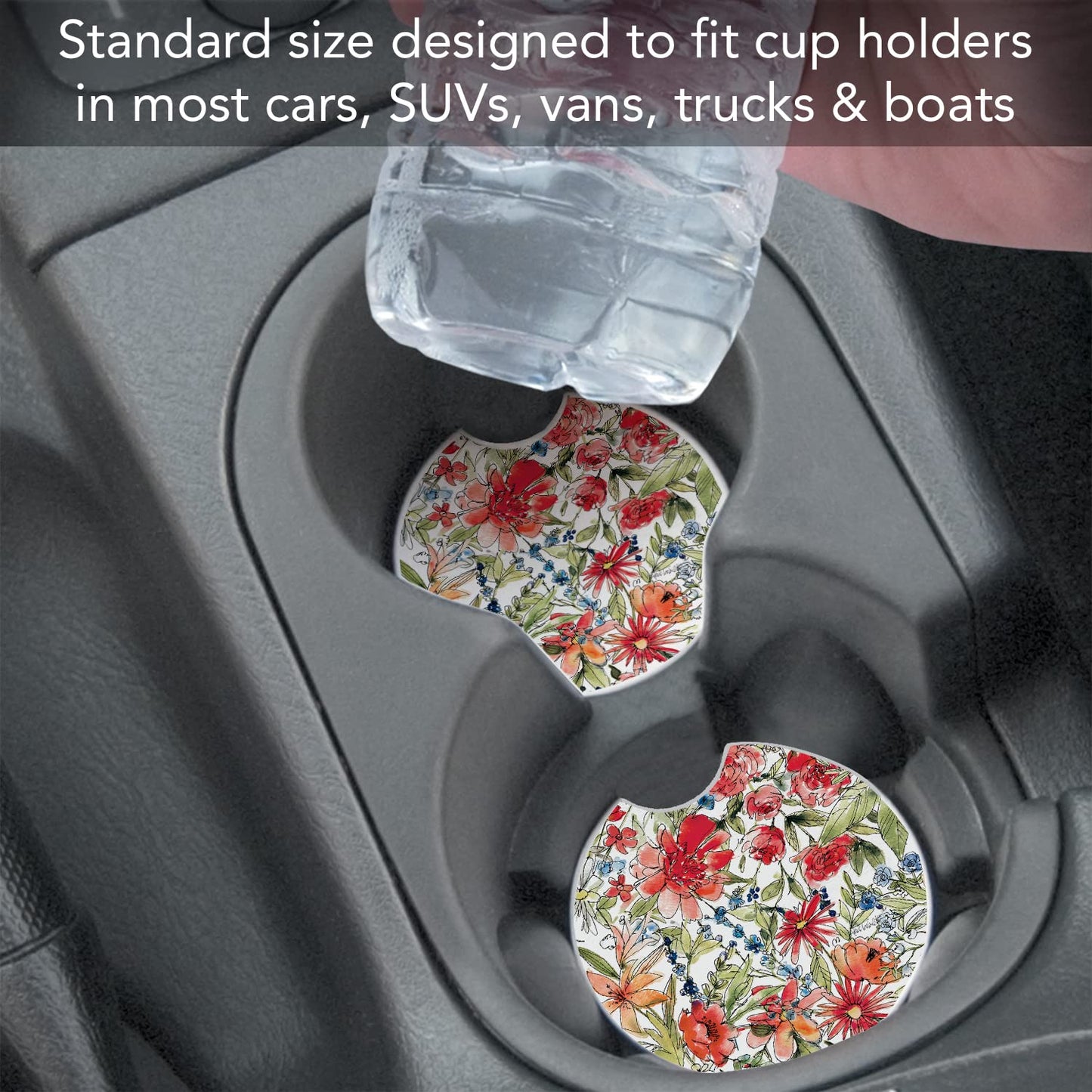 Thirstystone "Americana Mood Floral" Single Absorbent Stone Car Coaster
