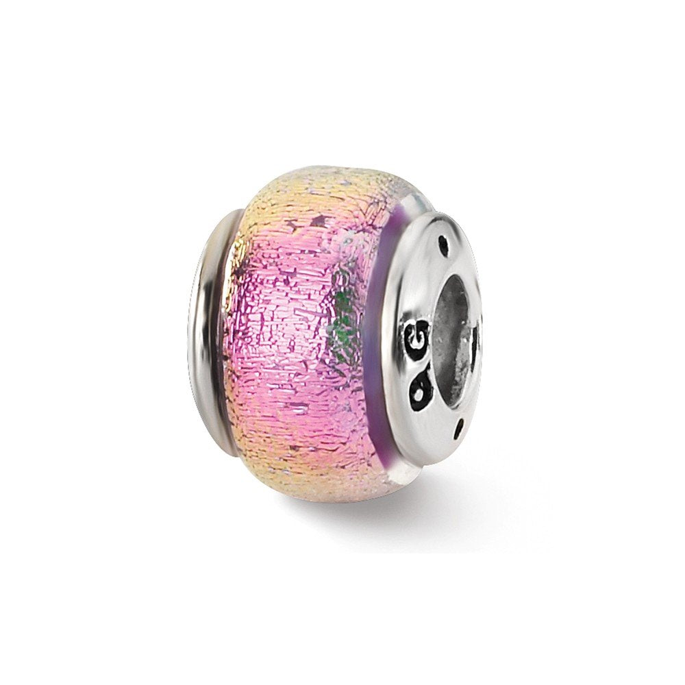 Sterling Silver Reflections Pink Dichroic Glass Bead