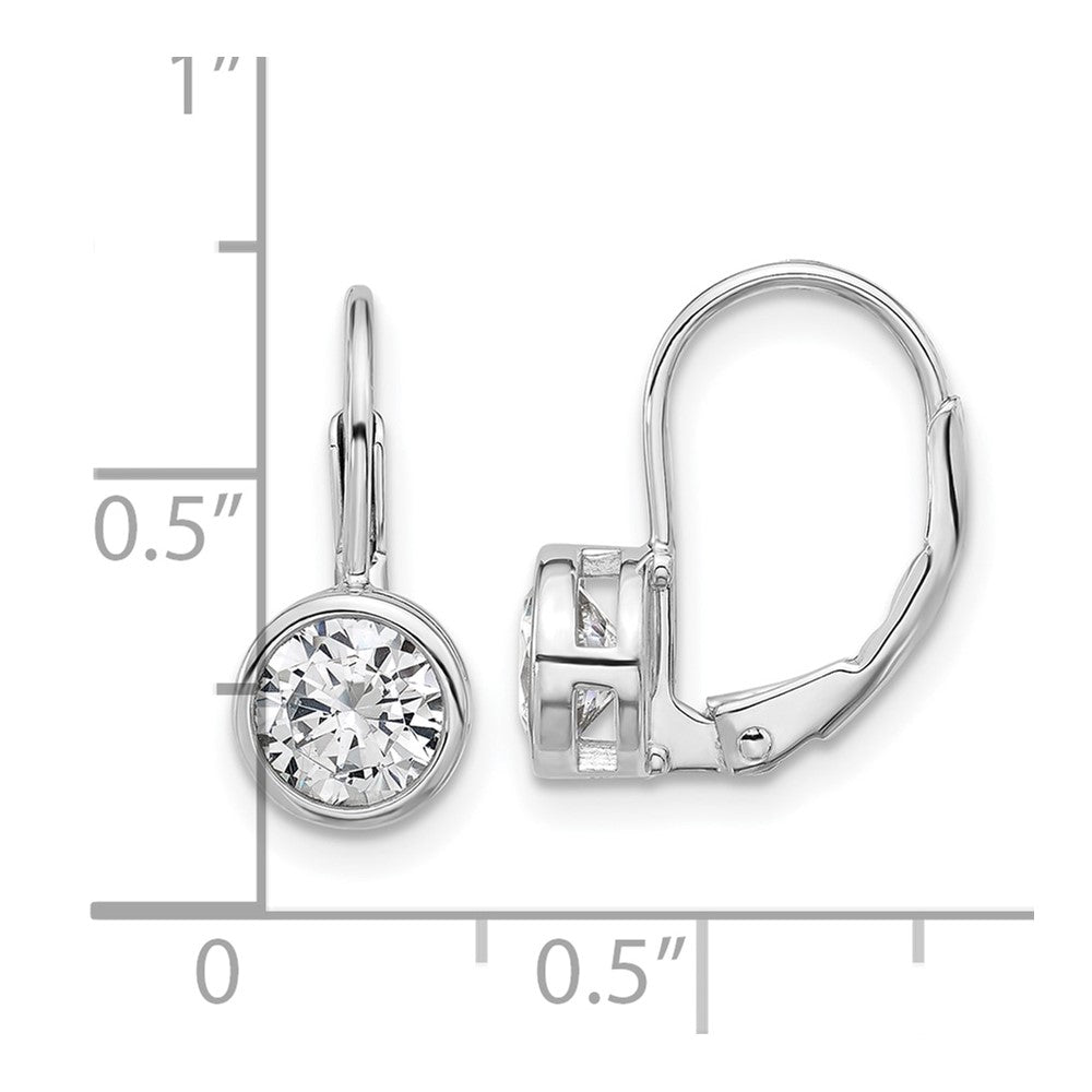 Sterling Shimmer Sterling Silver Rhodium-plated 5.5mm CZ Leverback Earrings