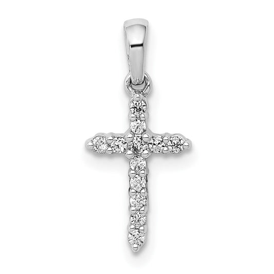 10K White Gold Polished Diamond Cross Pendant
