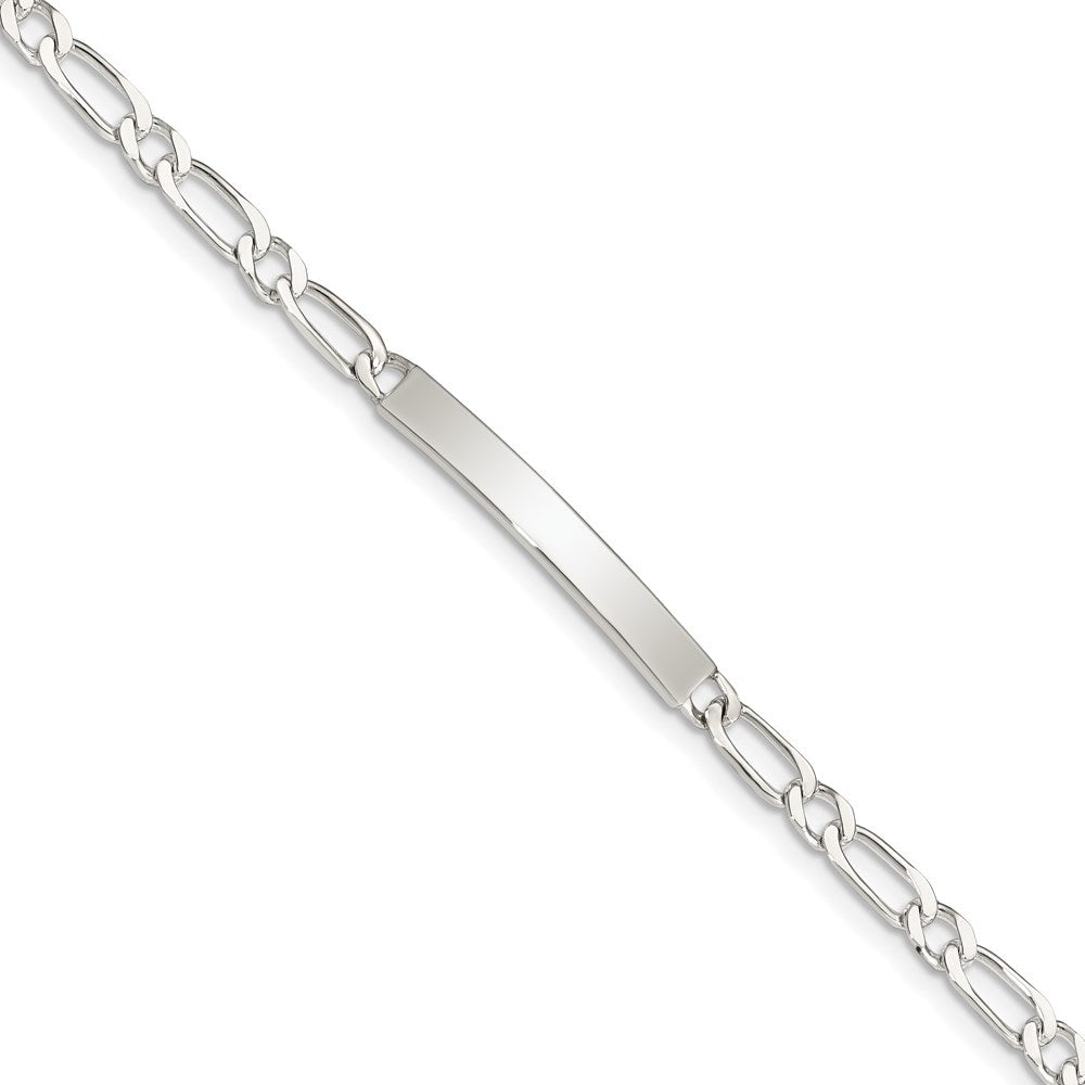 Sterling Silver 7inch Polished Engraveable 1 Figaro Link ID Bracelet 7 inches