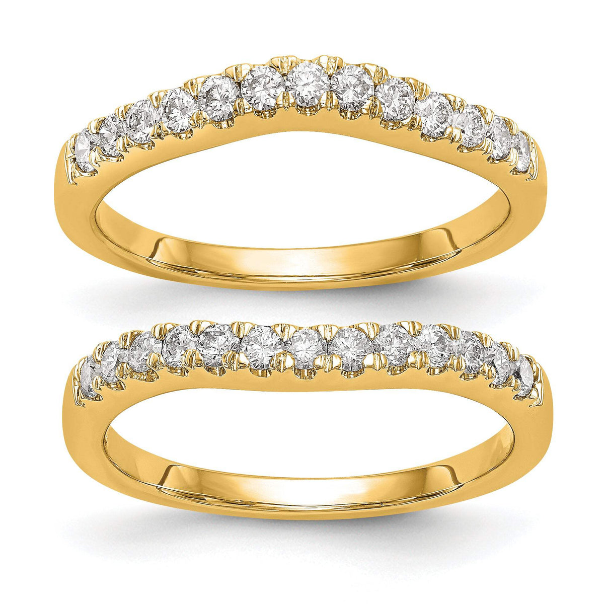 14k 5/8 carat Lab Grown Diamond VS/SI+ G+ Complete Set of Two Curved Wedding Bands