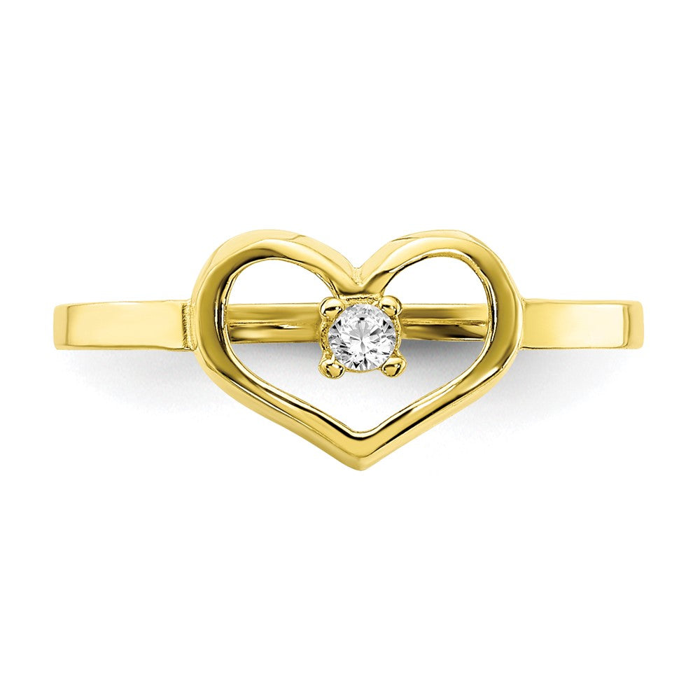 10K CZ Heart Baby Ring Size 2