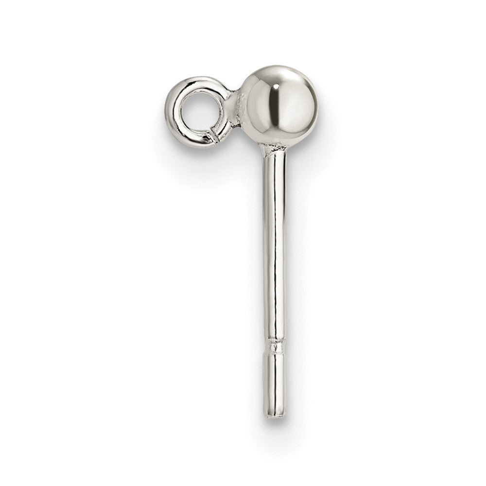 Sterling Silver Polished 3.0mm Ball w/ Ring Earring unfinished 12 pack