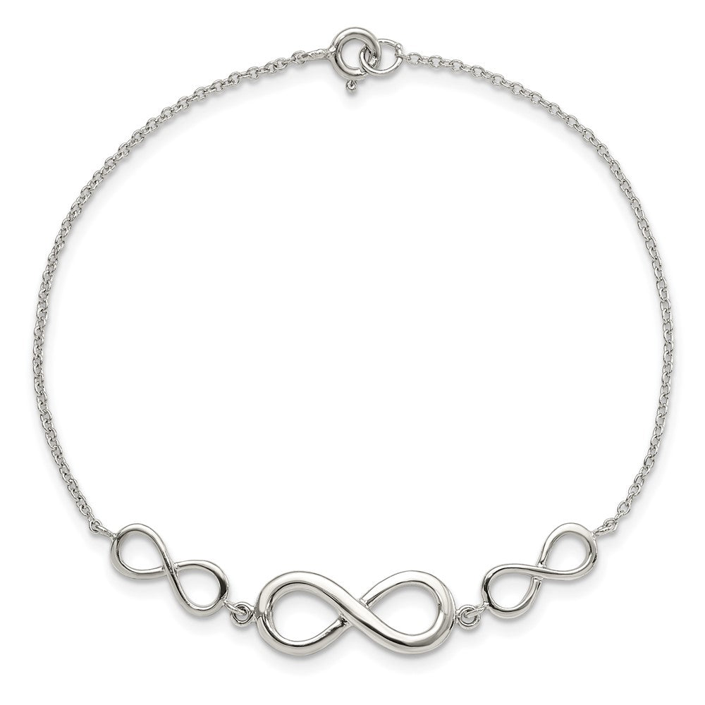 Sterling Silver Rhodium-plated Polished Infinity Symbol Bracelet 7.25 inches