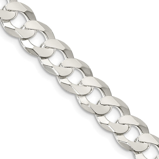 Sterling Silver 8.5mm Flat Curb Chain 24 Inches