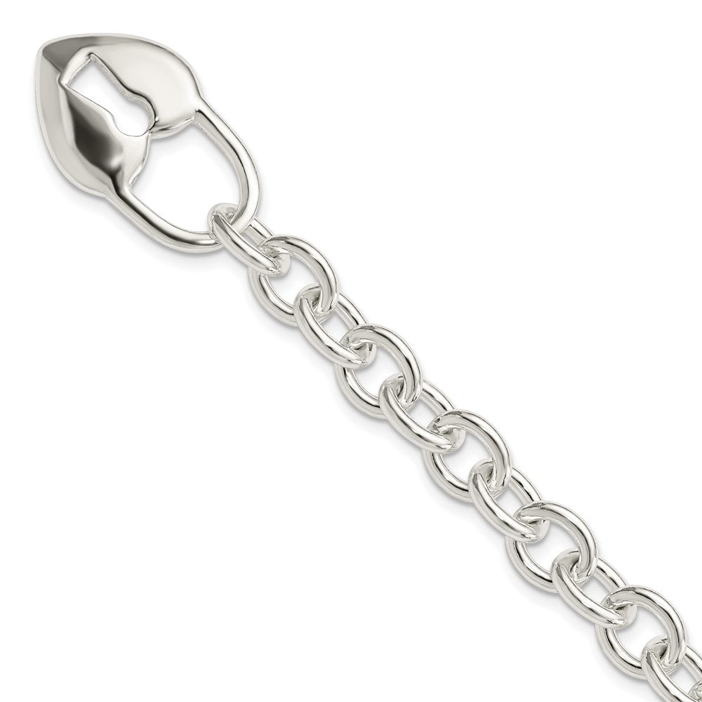 Sterling Silver Polished Heart and Key Bracelet 7.5 inches