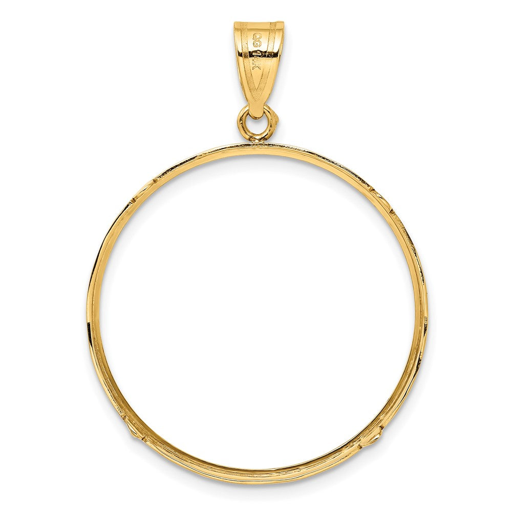 Wideband Distinguished Coin Jewelry 14k Polished 30.0mm Prong Coin Bezel Pendant