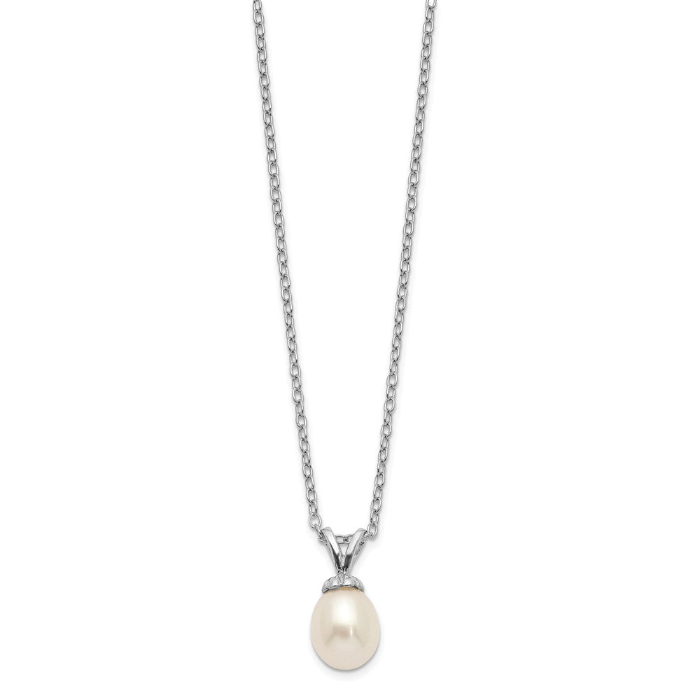 Sterling Silver Madi K Rhodium-plated 6-7mm White Rice Freshwater Cultured Pearl 14 inch Necklace 14 Inches