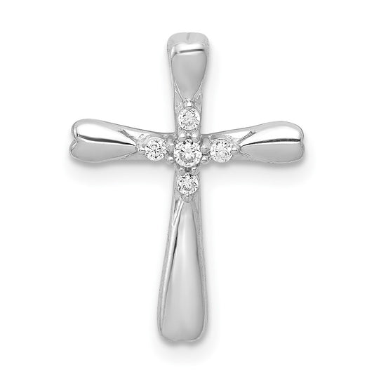 10K White Gold 1/20ct. 5-Stone Diamond Cross Chain Slide