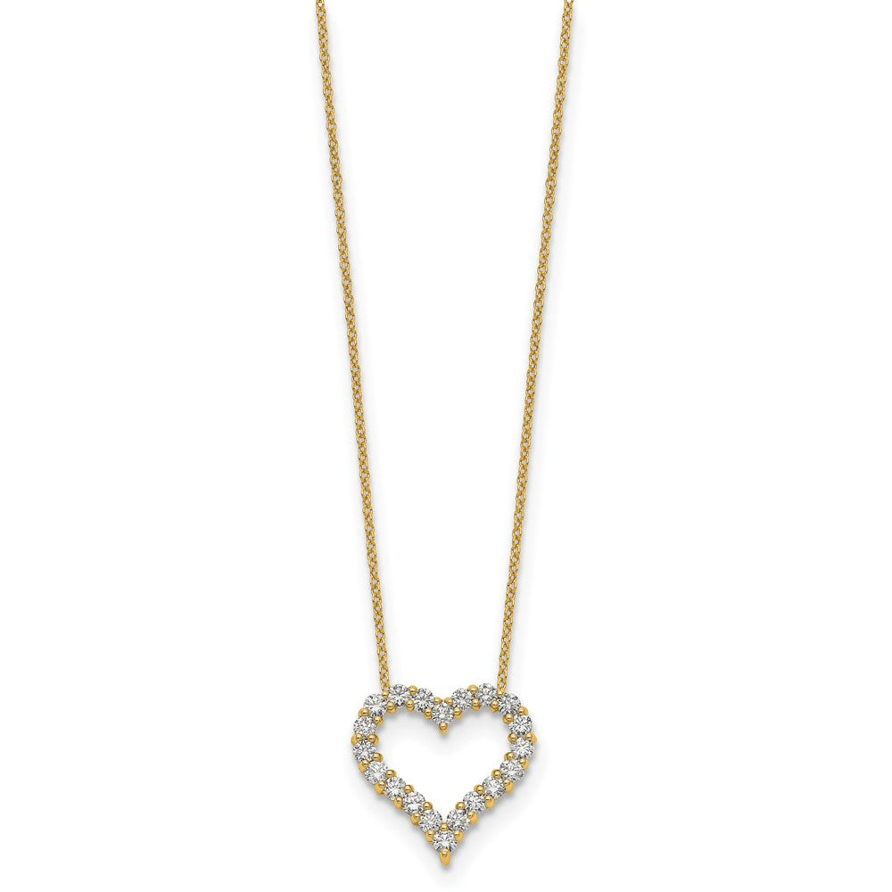 14k 1 carat Lab Grown Diamond VS/SI+ G+ 18 inch Heart Necklace