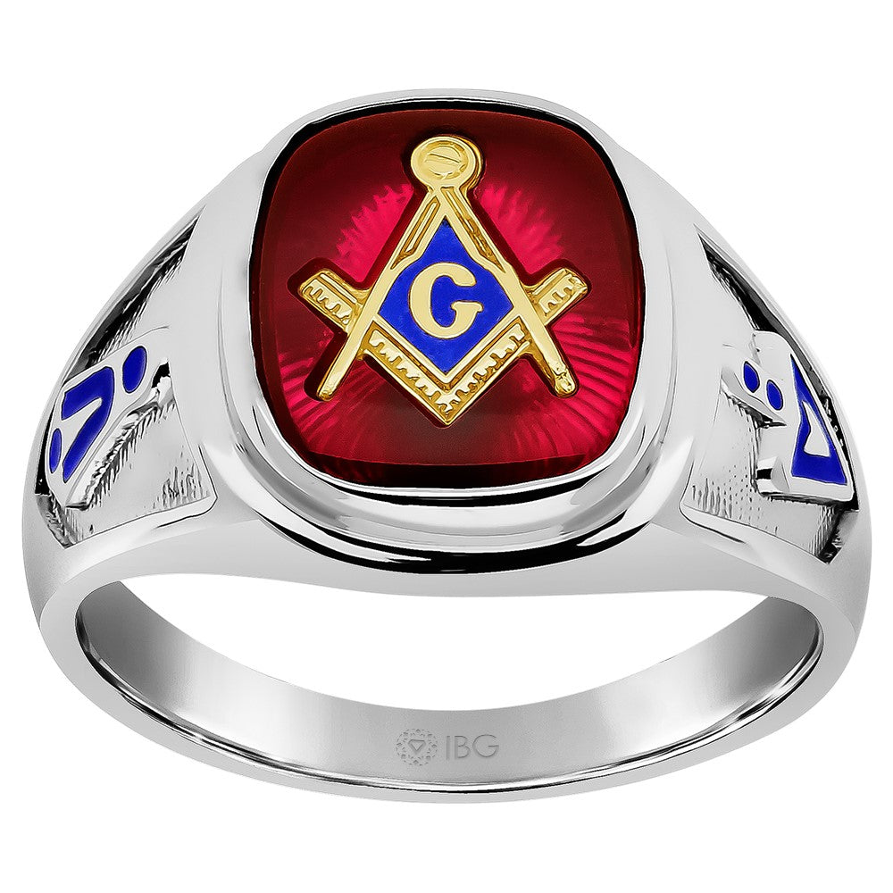 SS Masonic Ring Red Spinel