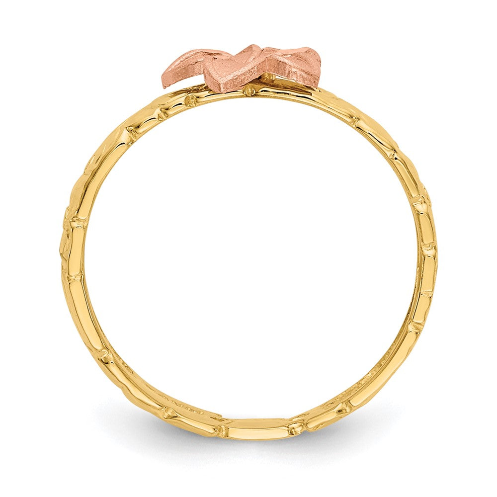 14K Two Tone Plumeria Baby Ring Size 3