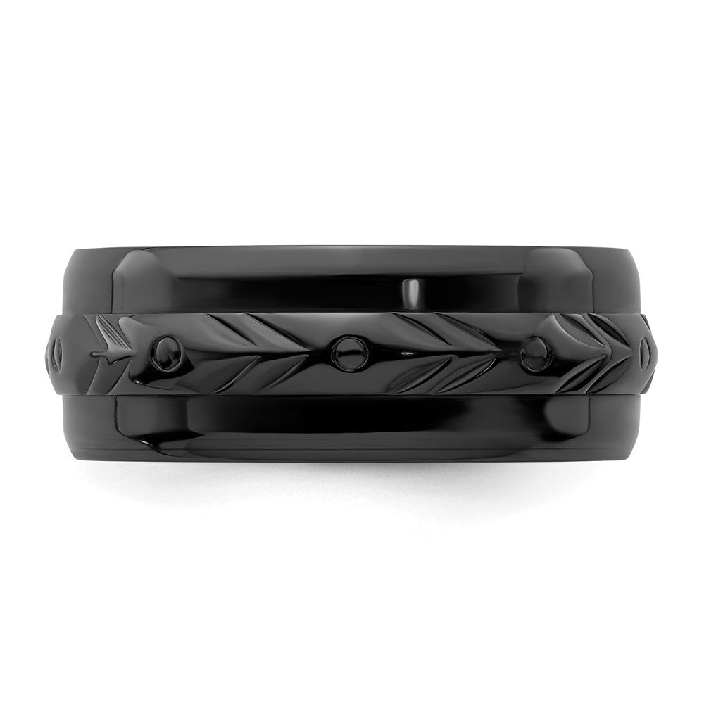Black Zirconium Polished 8mm Band Size - 10.5
