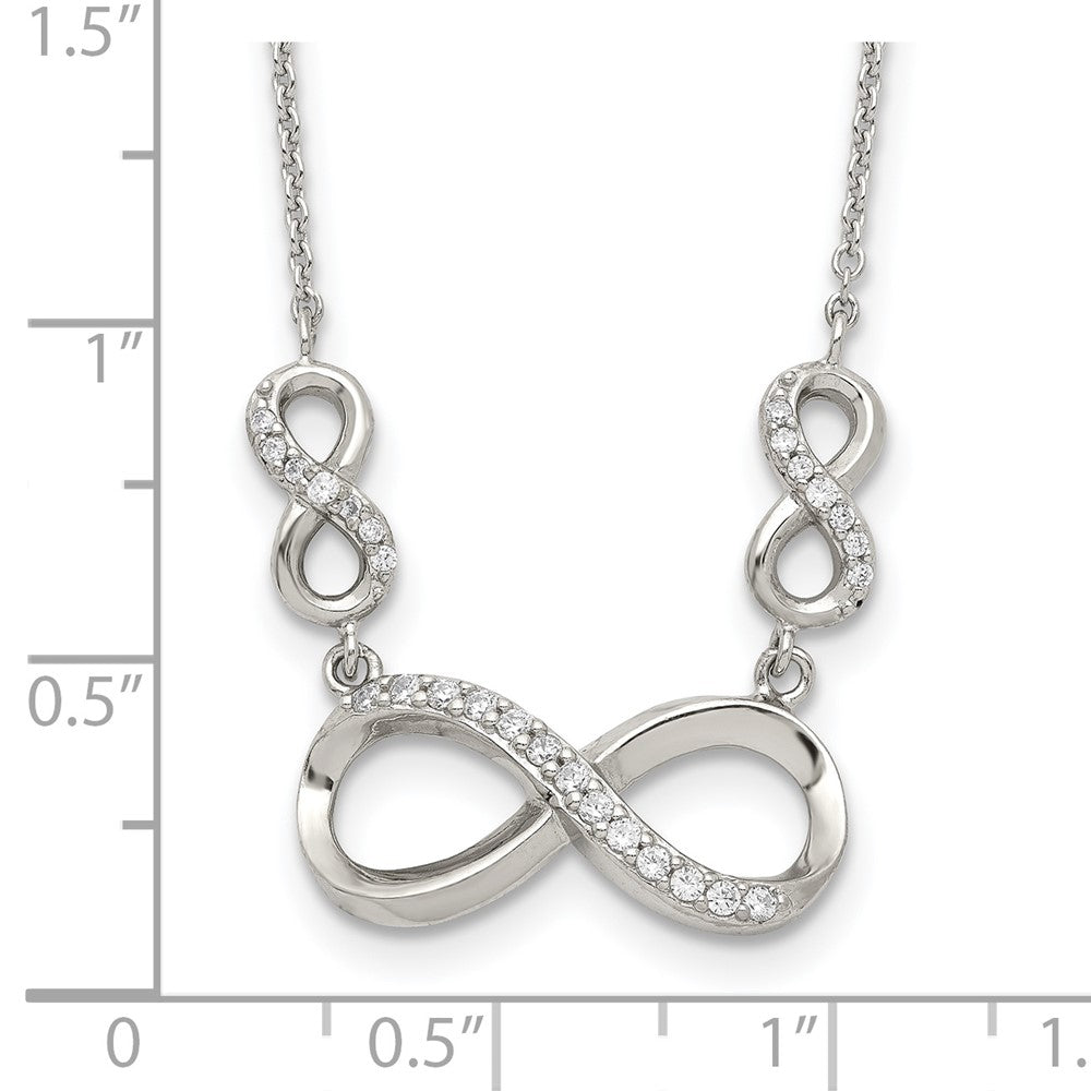 Sterling Silver Rhodium-plated Polished CZ Infinity Symbol Necklace 18 Inches