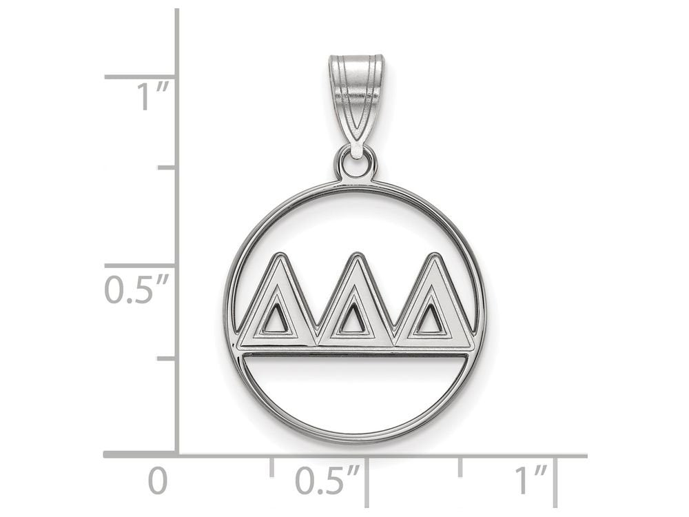 Sterling Silver Delta Delta Delta Medium Circle Greek Letters Pendant
