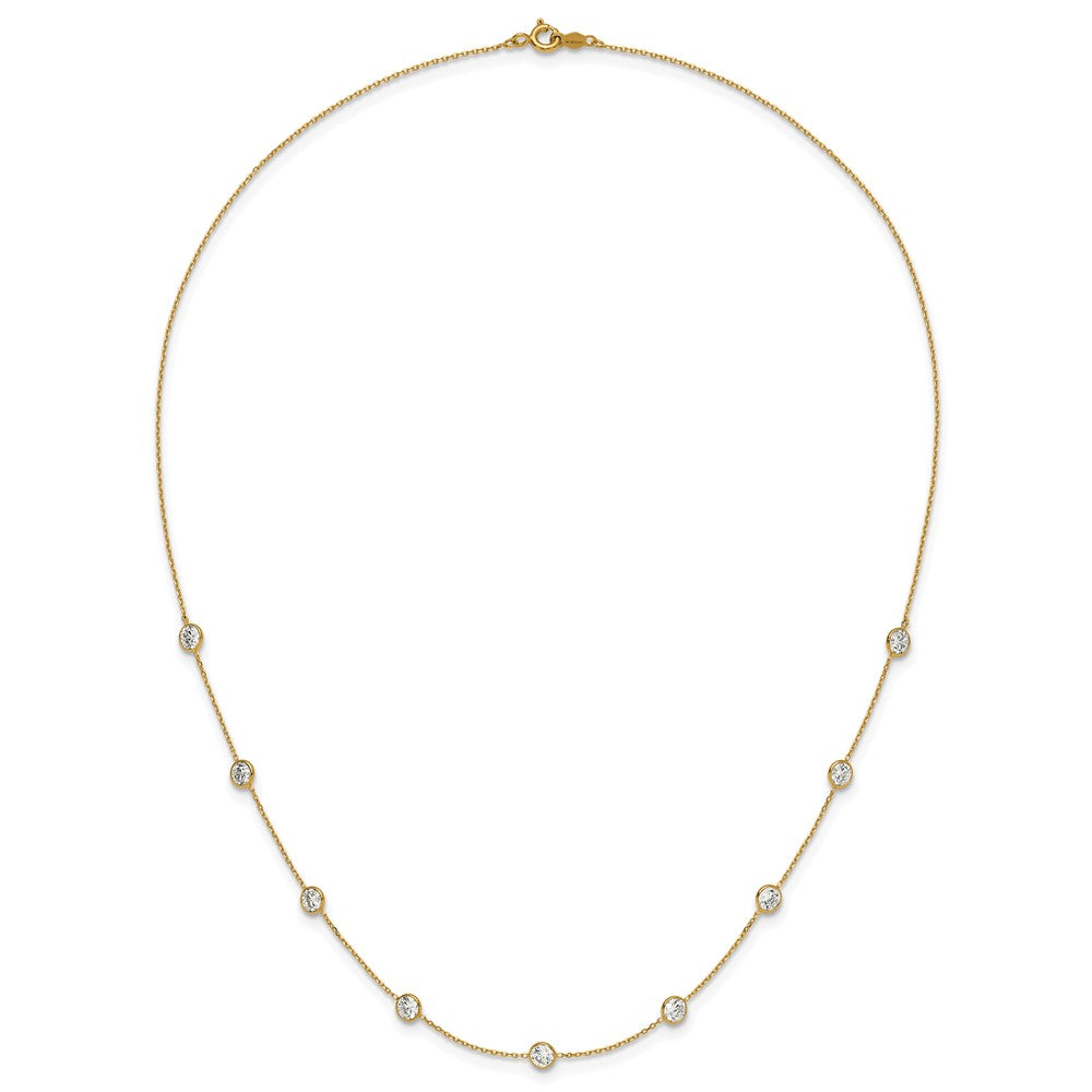 10K Polished CZ 9 Station Necklace