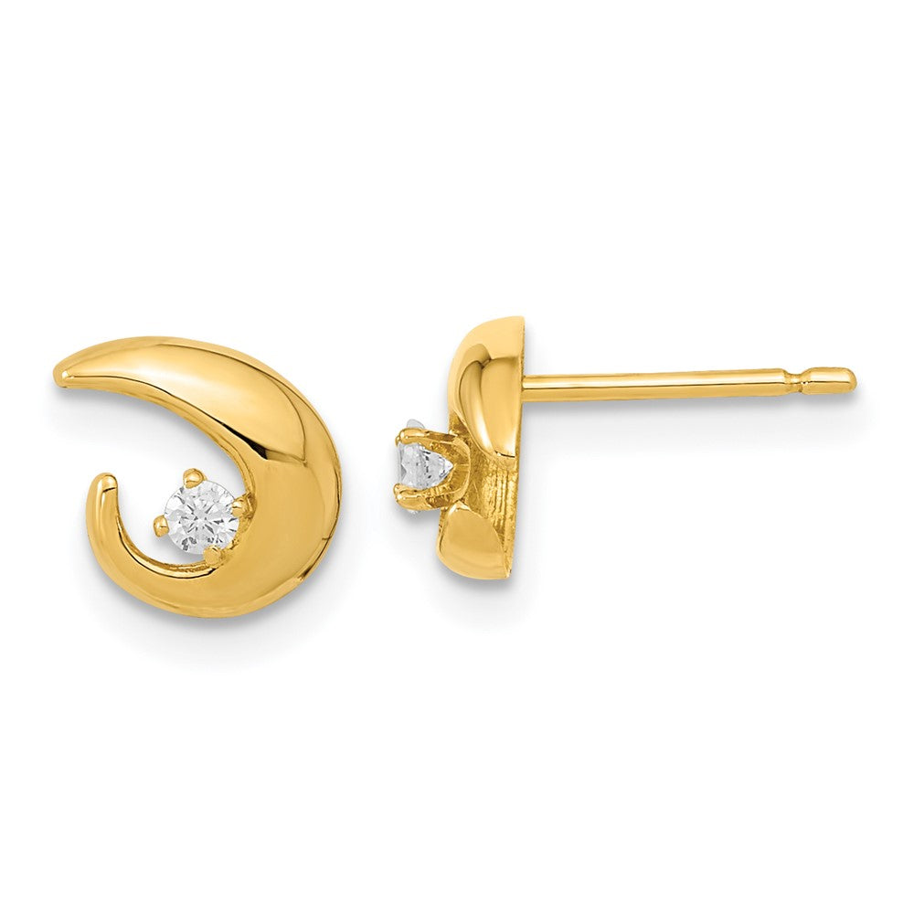 14K Polished CZ Fancy Post Earrings