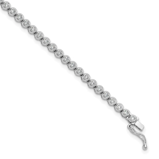Sterling Shimmer Sterling Silver Rhodium-plated Bezel Set 1.7mm CZ 61 Stone 8 inch Bracelet 8 inches