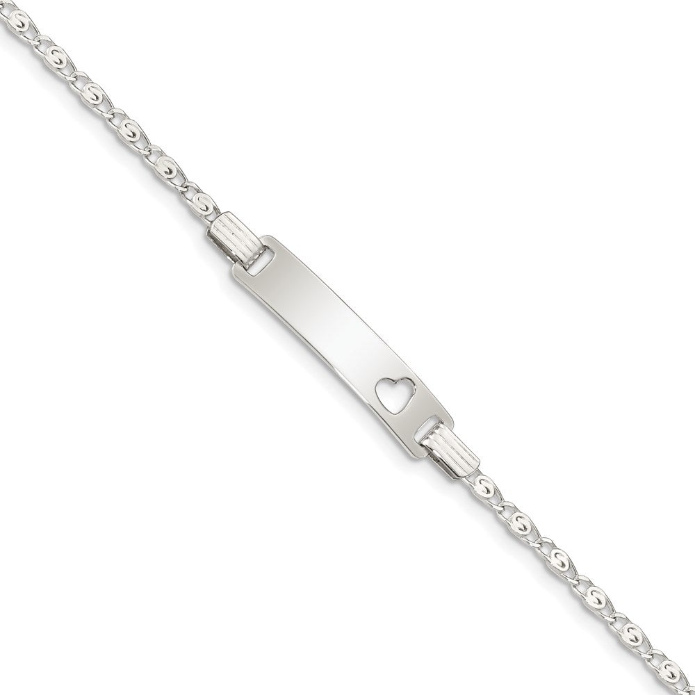 Sterling Silver Baby ID with Cut-out Heart Bracelet 6 inches