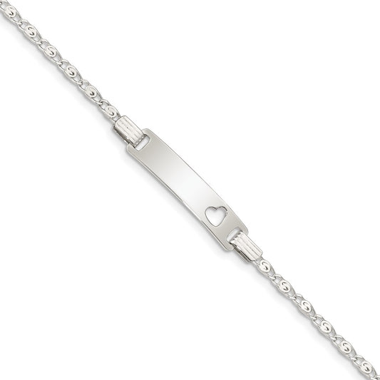 Sterling Silver Baby ID with Cut-out Heart Bracelet 6 inches