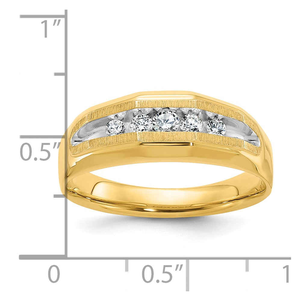 IBGoodman 14k with White Rhodium Men's Polished and Satin 5-Stone 1/4 Carat AA Quality Diamond Ring