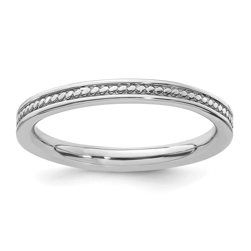 Sterling Silver Stackable Expressions Rhodium Channeled Ring Size -6