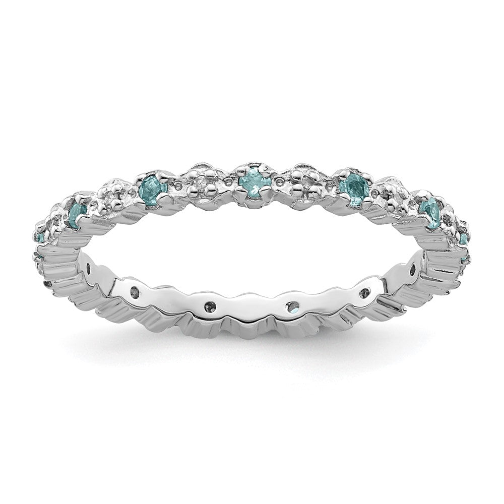 Sterling Silver Stackable Expressions Blue Topaz & Diamond Ring Size -5