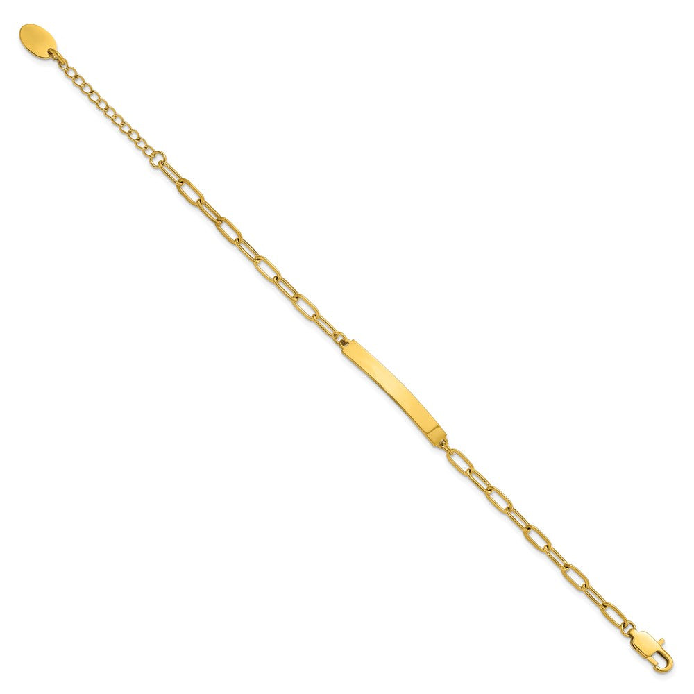 Stainless Steel Polished Yellow IP-plated 6.5in w/1.25in ext ID Bracelet 6.5 inches