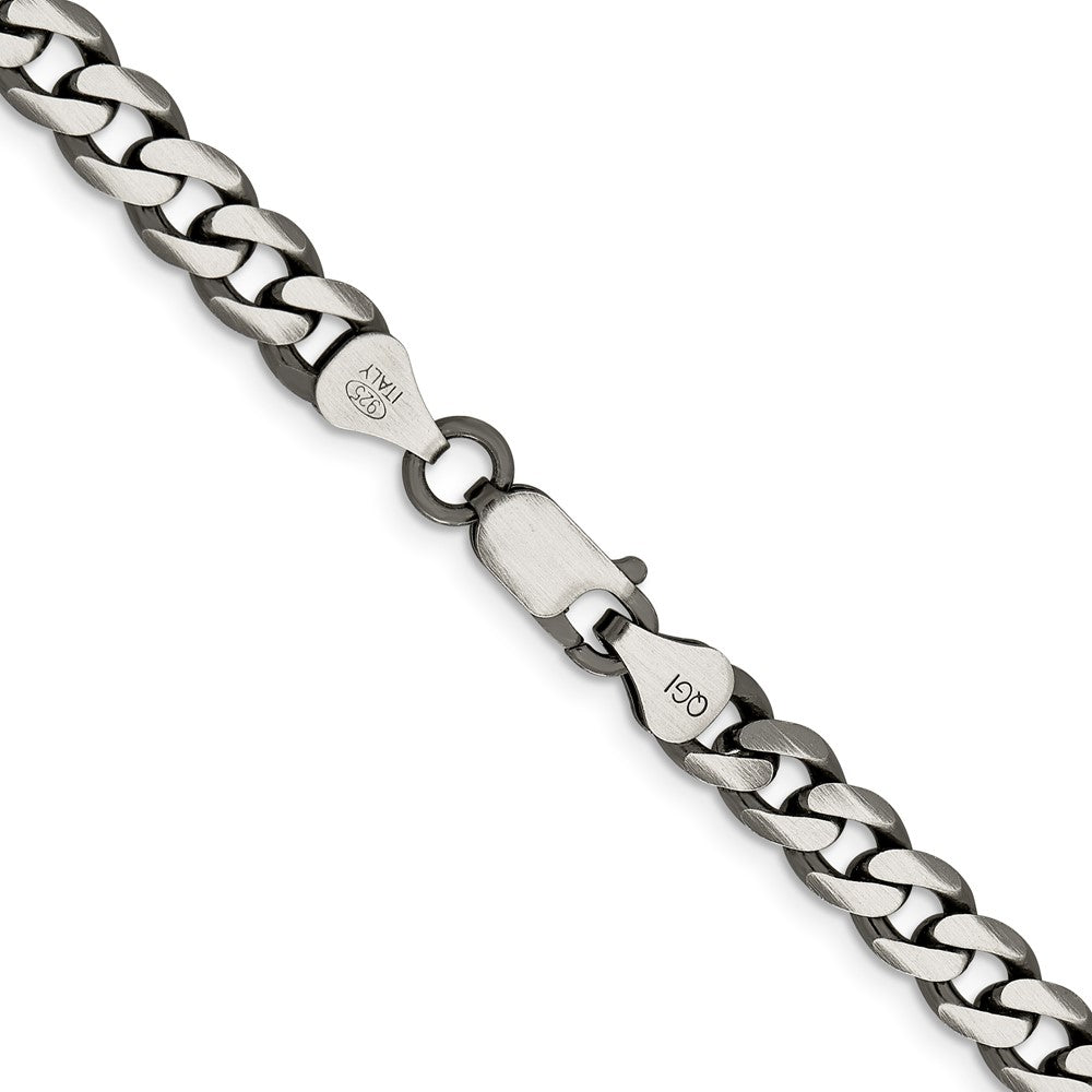 Sterling Silver Antiqued 6.5mm Curb Chain 18 Inches