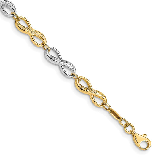 14K Two-tone Infinity Symbol Bracelet 7.5  inches
