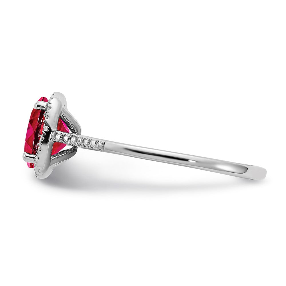 Sterling Silver CR Ruby & Diamond Ring