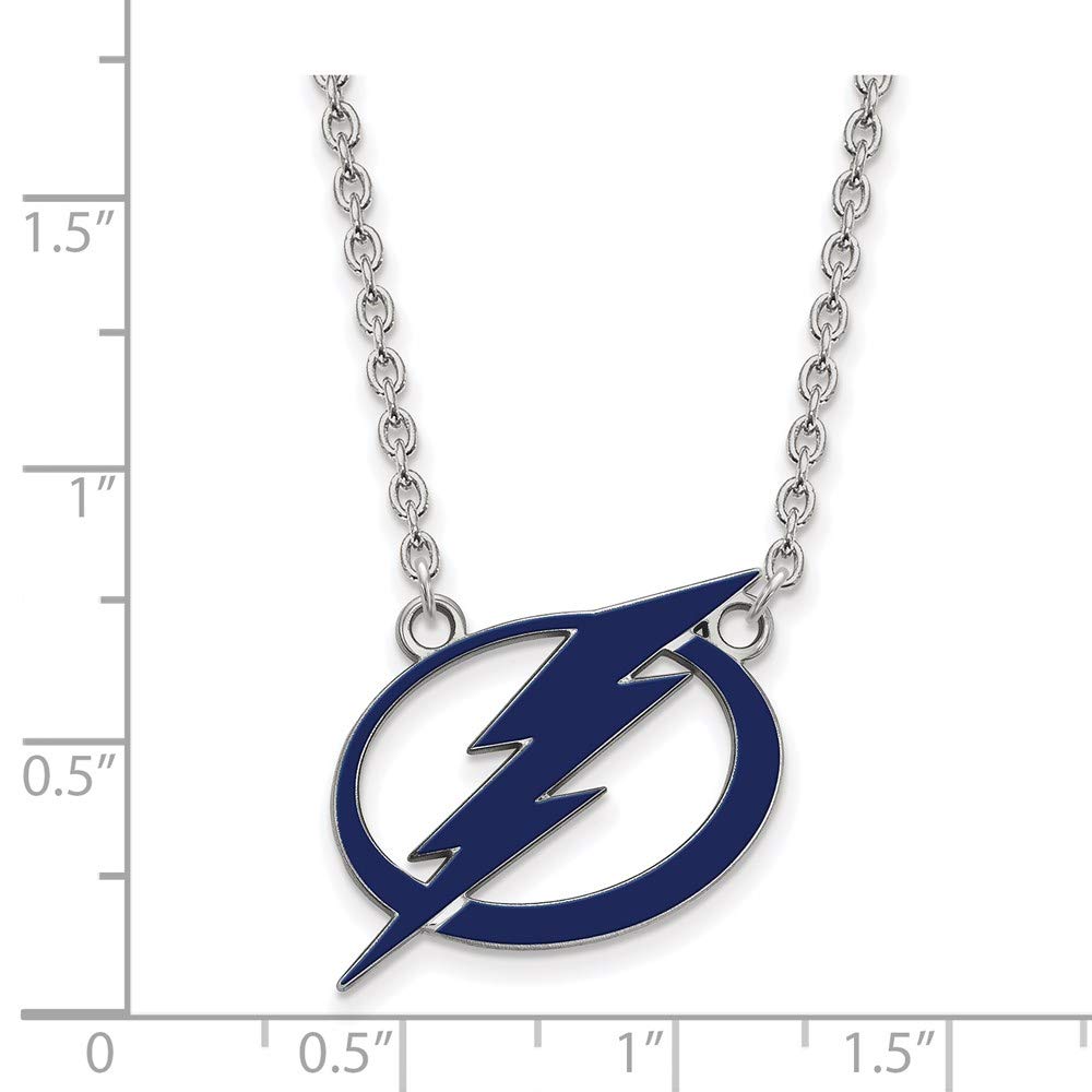 NHL Tampa Bay Lightning Sterling Silver Large Enameled Pendant with Necklace