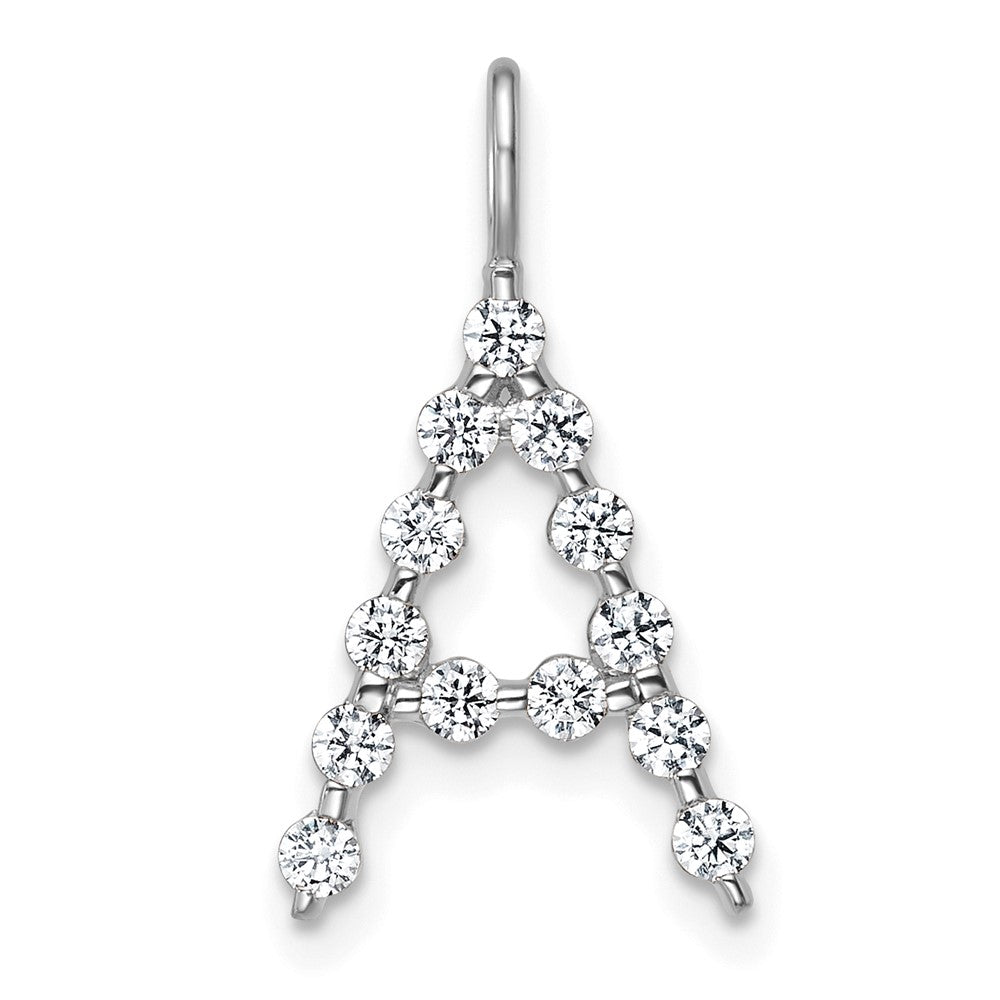 True Origin 14k White Gold 3/8 carat Lab Grown Diamond VS DEF Alphabet A Pendant