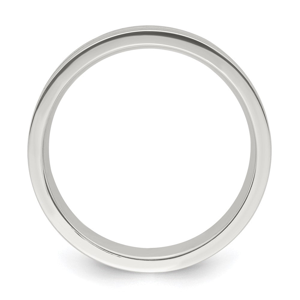 Sterling Silver 6mm Polished Flat Grooved Center Fancy Band Size 10.5