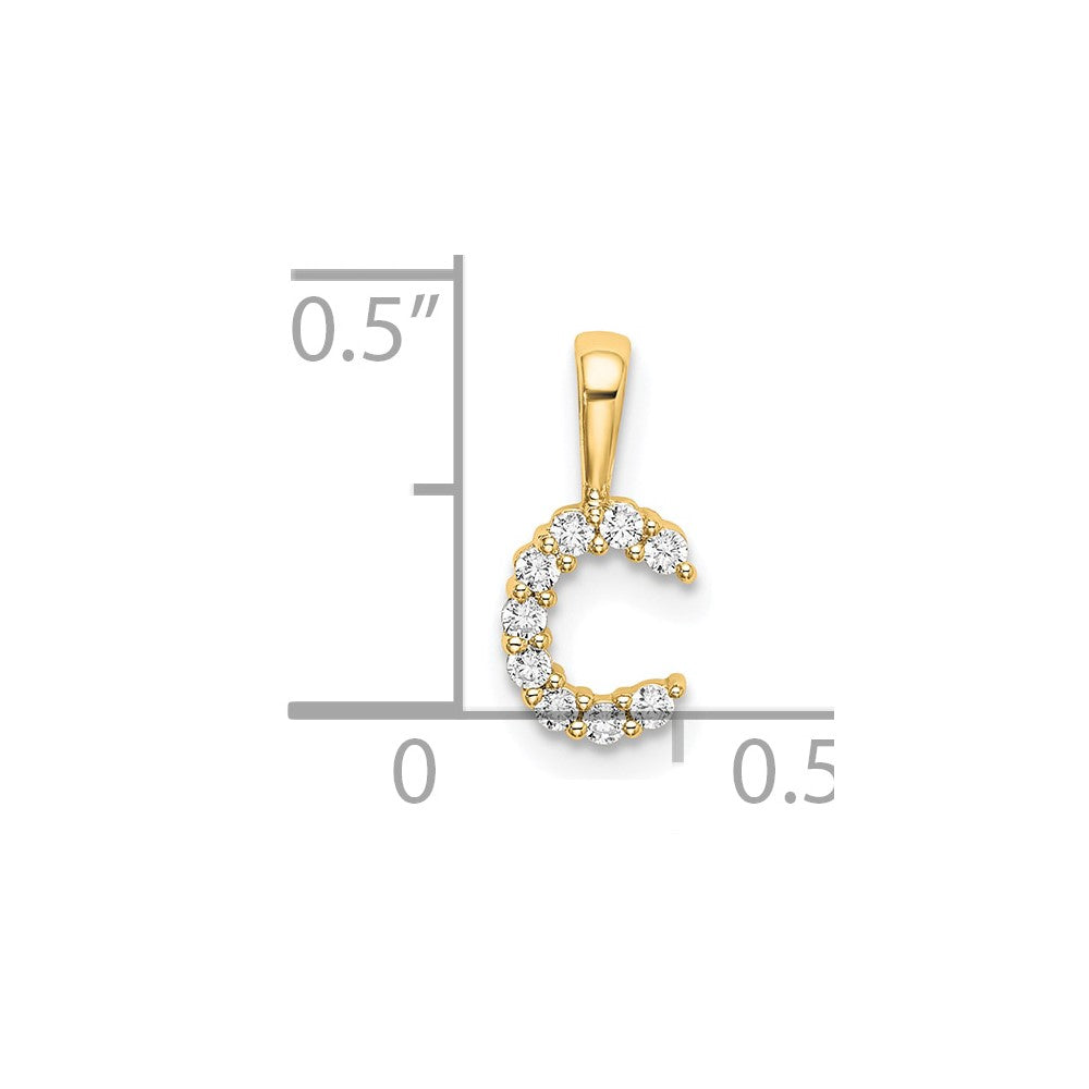 14k 1/10 carat Lab Grown Diamond VS/SI+ G+ Letter C Initial Pendant