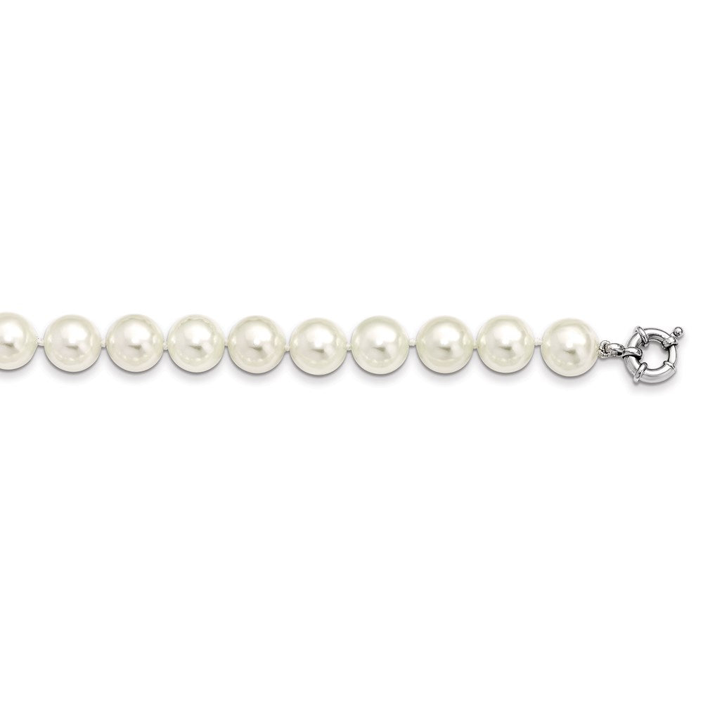 Majestik Sterling Silver Rhodium-plated 12-13mm White Imitation Shell Pearl Hand-knotted Necklace 18 Inches
