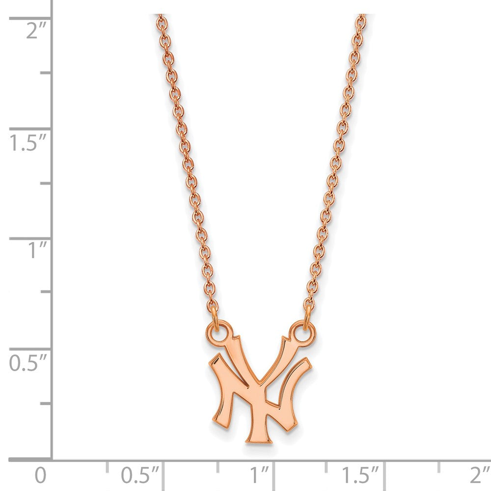 Sterling Silver Rose Gold-plated MLB LogoArt New York Yankees Small Pendant