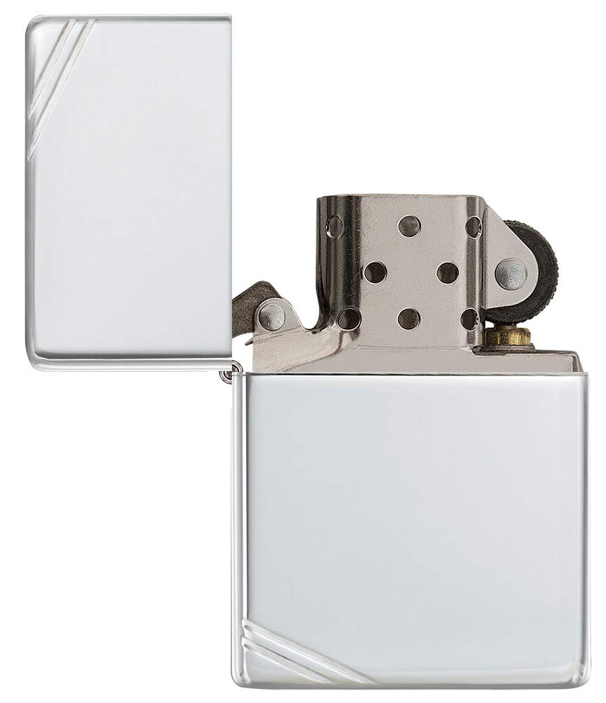 Zippo High Polish Sterling Silver Vintage with Slashes Lighter QGL1051
