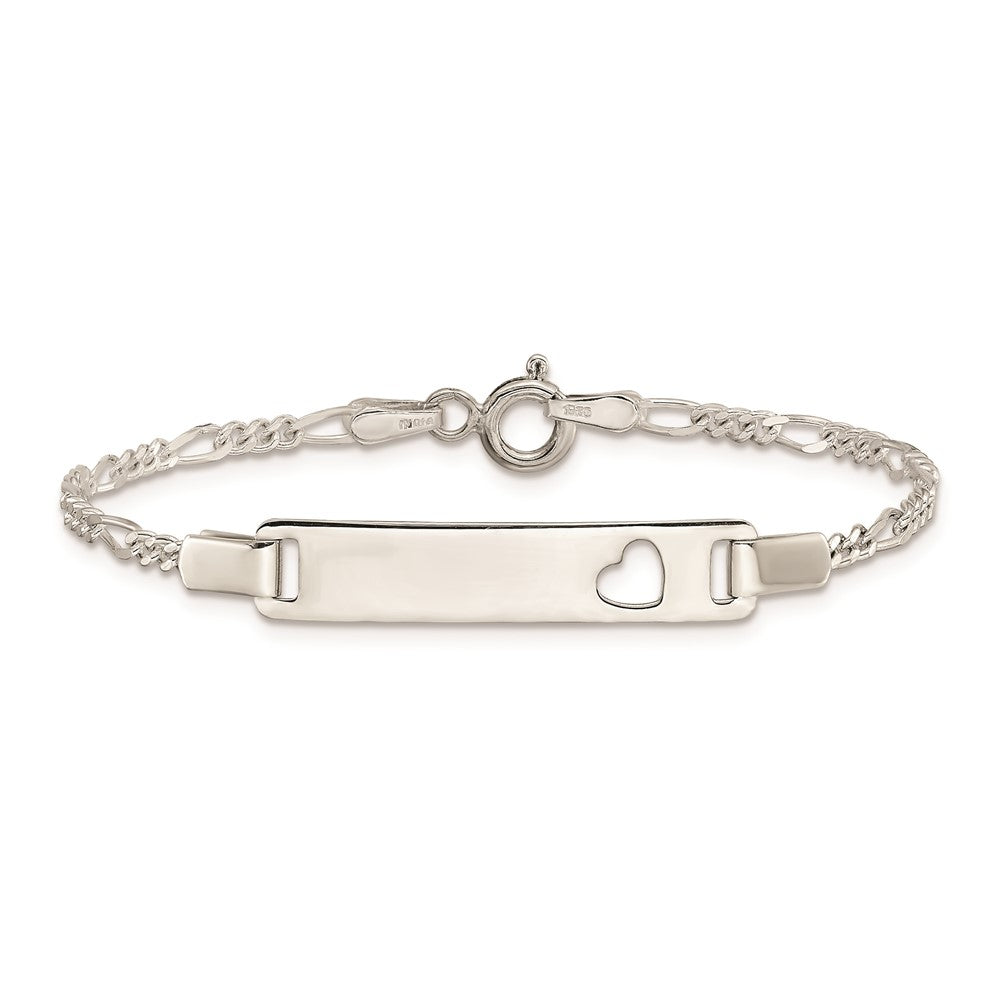 Sterling Silver Baby ID with Cut-out Heart Bracelet 6 inches