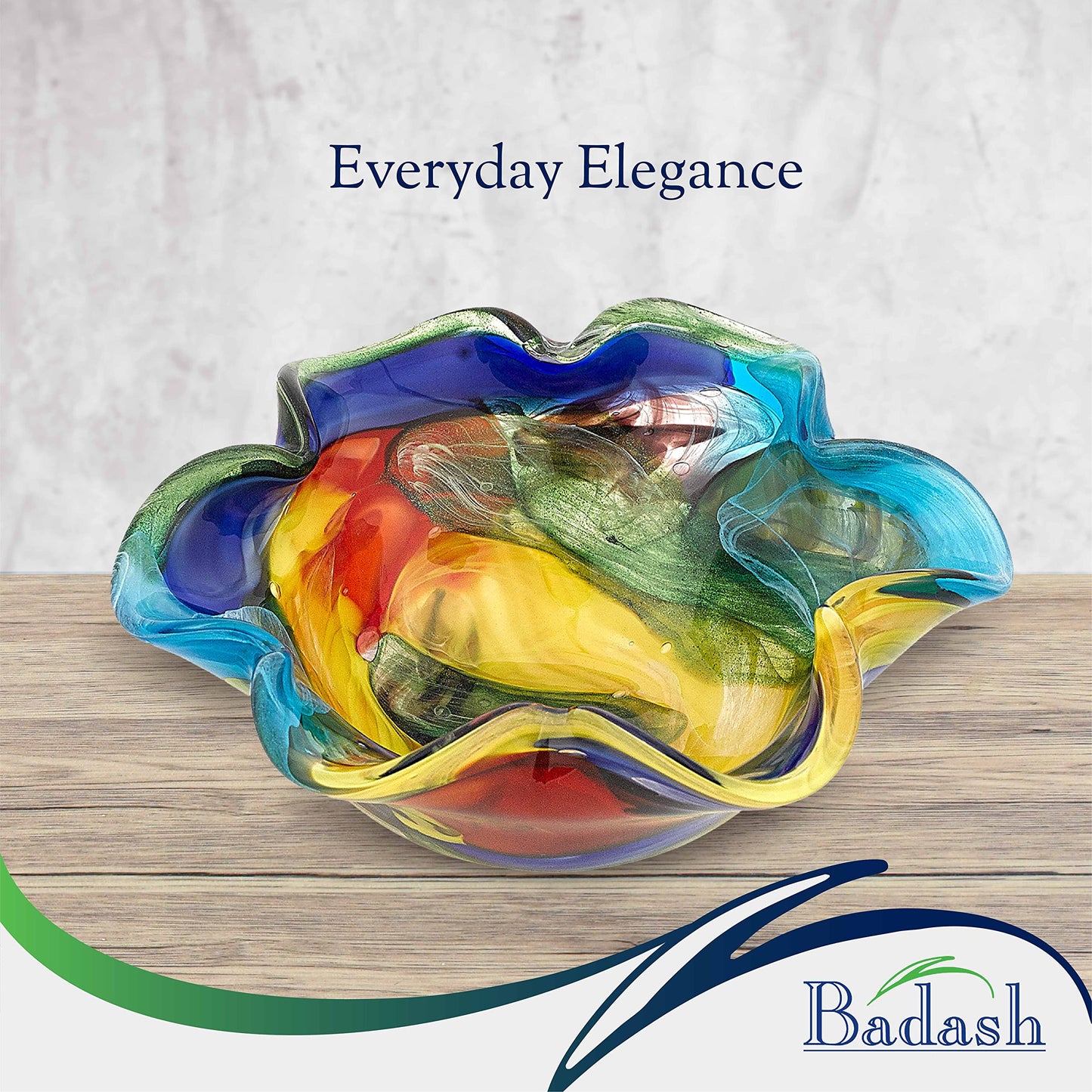 Badash Stormy Rainbow Wavy Glass Bowl (J521)