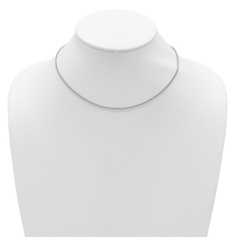 Sterling Silver Rh-plated 1.6mm Spiga 1in+1in Adjustable Chain