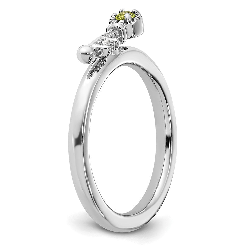 Sterling Silver Stackable Expressions Rhodium-plated Peridot and White Topaz Key Ring Size -9