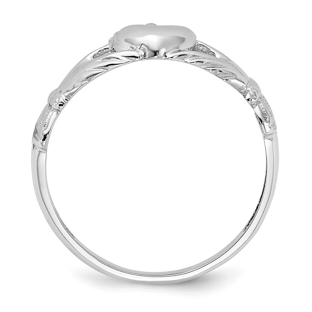 14k White Gold Polished Claddagh Ring Size 7